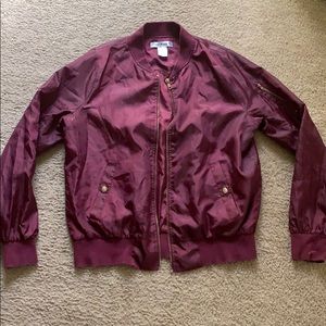 Burgundy bomber jacket